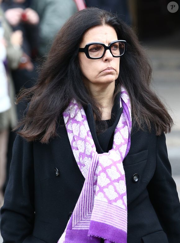 Françoise Bettencourt Meyers - Sorties de la cérémonie religieuse à la mémoire de Jacques Chancel, en l'église Saint-Germain-des-Prés, à Paris, le 6 janvier 2015. JACOVIDES-MOREAU / BESTIMAGE