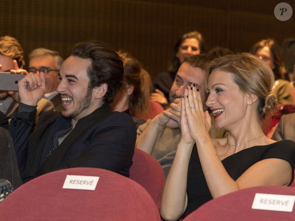 Gaston Ardisson et Audrey Crespo-Mara - Cérémonie du Prix Philippe Caloni décerné à Thierry Ardisson à la SCAM (Société civile des auteurs multimedia) à Paris le 17 janvier 2017. © Pierre Perusseau/Bestimage