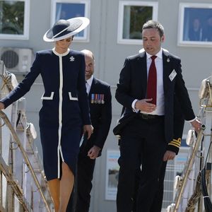 Le Prince de Galles et la Princesse de Galles, commanditaires du HMS Glasgow, assistent à la cérémonie de baptême du navire au chantier naval de BAE Systems à Scotstoun, Glasgow. 22 mai 2025. Photo by Andrew Barr/News Licensing/ABACAPRESS.COM