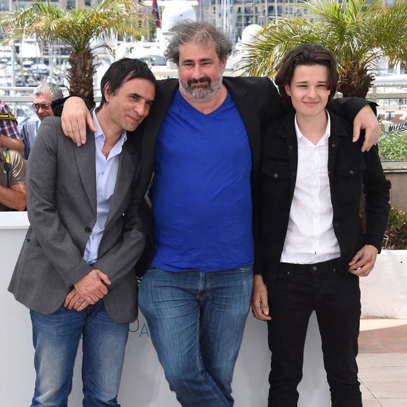 Samuel Benchetrit, Gustave Kervern et Jules Benchetrit assistant au photocall 'Asphalte - Macadam Stories' au Palais des Festivals à Cannes, France lors du 68ème Festival International du Film de Cannes le 17 mai 2015. Photo par Aurore Marechal/ABACAPRESS.COM