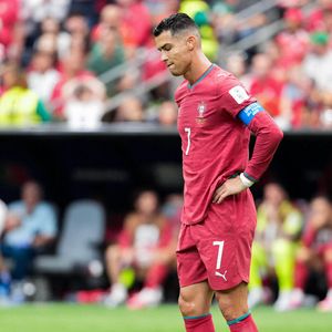 Cristiano Ronaldo, du Portugal, réagit lors d'un match de football de la phase de groupes de la Coupe du monde masculine de la FIFA 2026 opposant le Portugal à la République démocratique du Congo au Houston Stadium, à Kansas City, le 17 juin 2026 SPP / PsnewZ / Bestimage