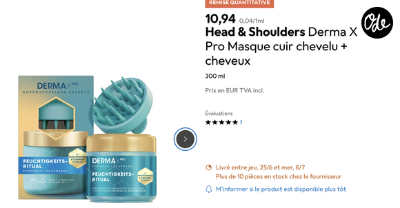 Pour un prix vraiment abordable (autour de 11 euros), on a un gros pot qui va durer longtemps et un accessoire de massage qui change la donne. 

Le produit Derma X Pro Masque cuir chevelu