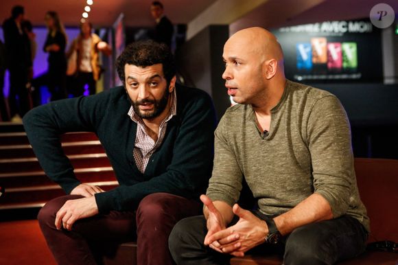 Les acteurs Eric Judor et Ramzy Bedia assistent à la première du film La Tour 2 controle infernale, réalisé par Eric Judor, au cinéma UGC les Halles a Paris, France le lundi 1er Février. Photo par Maxime Reynaud/APS-Medias/ABACAPRESS.COM
