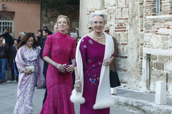 La princesse Alexandra de Sayn-Wittgenstein-Berleburg et la princesse Benedikte du Danemark lors du mariage du prince Nikolaos de Grèce et de Chrysi Vardinogiannis à l'église Saint Nicolas Ragavas à Athènes, Grèce, le 7 février 2025. Photo by Sotiris Dimitropoulos/Eurokinissi/ABACAPRESS.COM