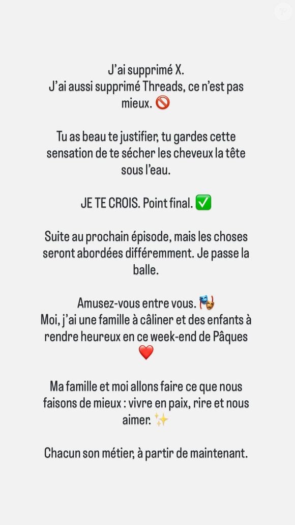Pedro Alves indique sur Instagram qu'il ne souhaite plus être importuné au sujet de l'affaire Bernardoni. Pour cela, il a quitté X et Threads. Une décision radicale qu'il a mentionnée dans une Story Instagram, le samedi 4 avril 2026.