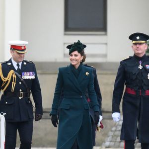 Catherine (Kate) Middleton, princesse de Galles, colonel des Irish Guards, visite le régiment lors du défilé de la Saint-Patrick à la caserne Wellington de Londres, Royaume Uni, le 17 mars 2025. © Justin Goff/GoffPhotos/Bestimage