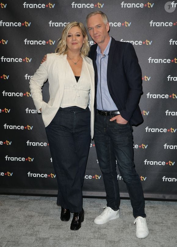 Flavie Flament, Julien Arnaud - Photocall à l'occasion des 40 ans de l'émission "Télématin" au siège de France Télévisions à Paris le 6 février 2025.  © Coadic Guirec/Bestimage