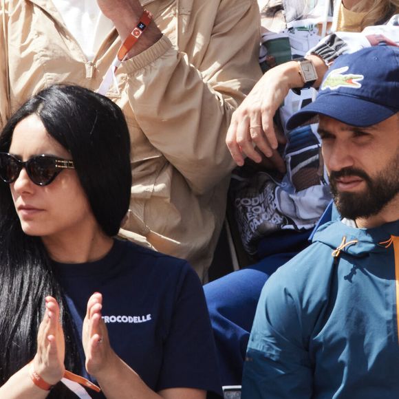 Hafsia Herzi et Nacer Bouhanni - Célébrités dans les tribunes des Internationaux de France de tennis de Roland Garros 2024 à Paris le 26 mai 2024. © Moreau-Jacovides/Bestimage