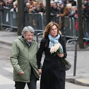 Jean-Louis Borloo et sa femme Béatrice Schönberg - Arrivées aux obsèques de France Gall au cimetière de Montmartre à Paris le 12 janvier 2018. Photo par Agence / Bestimage