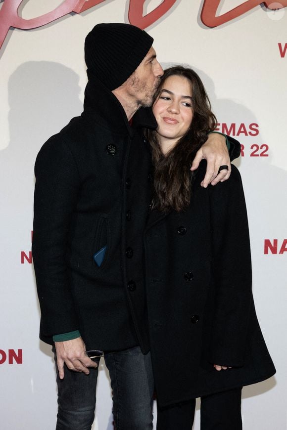 Calogero et sa fille Romy Maurici assistent à la première mondiale de Napoléon à la Salle Pleyel, le 14 novembre 2023 à Paris, France.  David NIVIERE/ABACAPRESS.COM