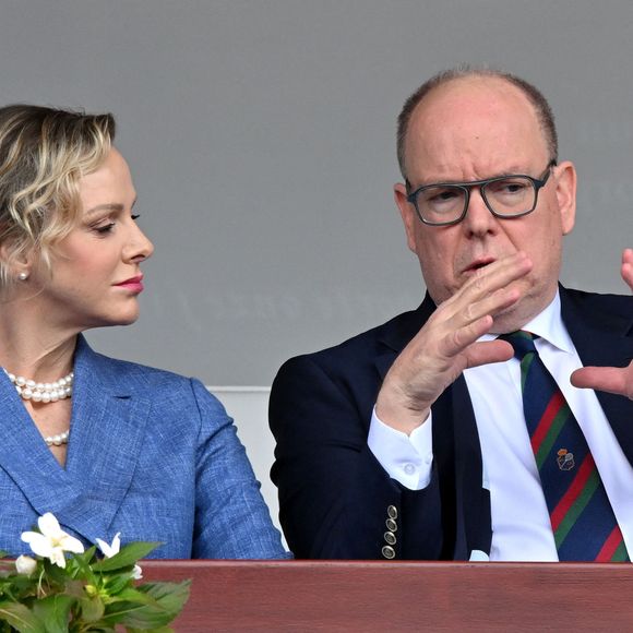 Le prince Albert II de Monaco et la princesse Charlene durant la finale de la 118e édition du Rolex Monte-Carlo Masters, au Monte-Carlo Country Club à Roquebrune Cap Martin, le 13 avril 2025. © Bruno Bebert / Bestimage