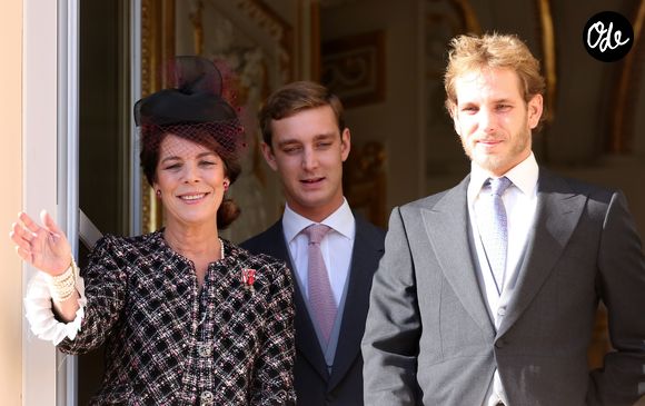 La princesse Caroline de Hanovre et ses fils Pierre et Andrea Casiraghi - La famille princière de Monaco au balcon du palais lors de la cérémonie militaire a Monaco. Le 19 Novembre 2012.