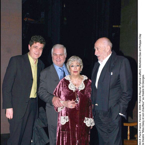 Patrick Raynal, Patrice Laffont, Micheline Dax et Philippe Clay au théâtre St-Georges. © Laurent Zabulon/ABACA. 55642-8. Paris-France, 4 février 2004