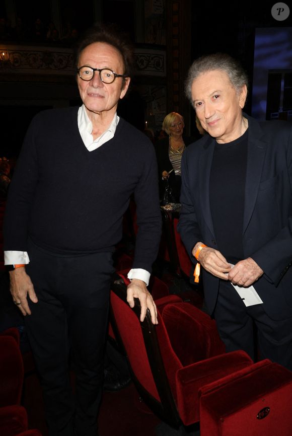Guillaume Durand et Michel Drucker (Laurier d'honneur) - 29ème cérémonie des Lauriers de l'Audiovisuel au théâtre Marigny à Paris le 26 février 2024. © Coadic Guirec/Bestimage