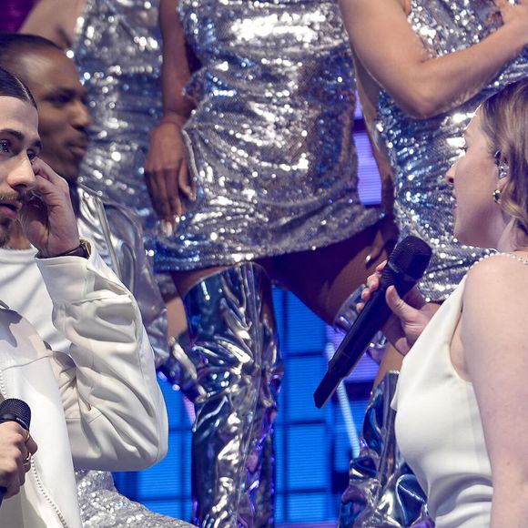 Pierre Garnier et Héléna Bailly lors du concert de la Star Academy à Lyon, France, le 15 mars 2024. © Sandrine Thesillat/Panoramic/Bestimage