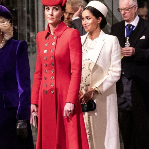 Catherine Kate Middleton, duchesse de Cambridge, Meghan Markle, enceinte, duchesse de Sussex lors de la messe en l'honneur de la journée du Commonwealth à l'abbaye de Westminster à Londres le 11 mars 2019. EXPRESS SYNDICATION / BESTIMAGE