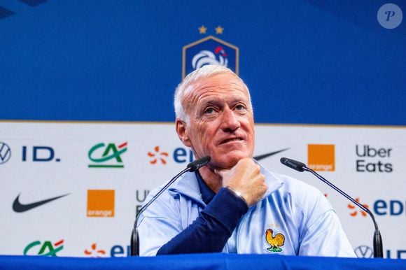Le sélectionneur de l'équipe de France Didier Deschamps en conférence de presse avant les deux matches de Ligue des nations contre l’Italie et la Belgique au centre National du Football de Clairefontaine-en-Yvelines, France, le 2 septembre 2024. © Baptiste Autissier/Panoramic/Bestimage