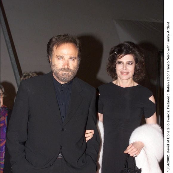 © ABACA. 33848-2. Rome-Italie, 10/04/2002. Remise des prix David de Donatello. Sur la photo : l'acteur italien Franco Nero et Fanny Ardant