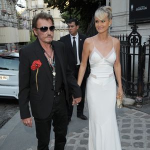 Johnny Hallyday et sa femme Laeticia Hallyday - Arrivée des people à la soirée "Vogue Paris Foundation Gala" au palais Galliera à Paris, le 6 juillet 2015. © Agence / Bestimage