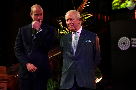 Le roi Charles III et le prince de Galles assistent à l'événement Countdown to Cop30, organisé conjointement par le Natural History Museum et le gouvernement britannique au London Museum. Cet événement rassemble les acteurs de la lutte contre le changement climatique et la perte de la nature, en amont du sommet de la Cop30 qui se tiendra à Belém, au Brésil, en novembre. Jeudi 9 octobre 2025. Photo par Henry Nicholls/PA Wire/ABACAPRESS.COM