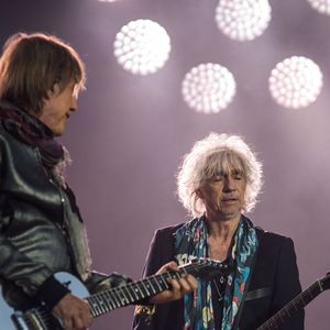Louis Bertignac, Jean-Louis Aubert des Insus en concert au Festival Les Vieilles Charrues, à Carhaix, France, le 14 juillet 2016. Photo par Kevin Niglaut/ABACAPRESS.COM