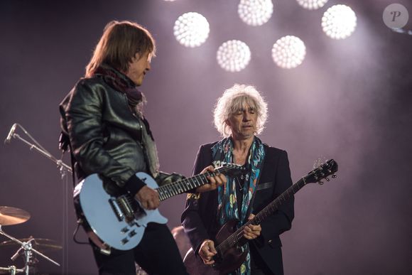 Louis Bertignac, Jean-Louis Aubert des Insus en concert au Festival Les Vieilles Charrues, à Carhaix, France, le 14 juillet 2016. Photo par Kevin Niglaut/ABACAPRESS.COM