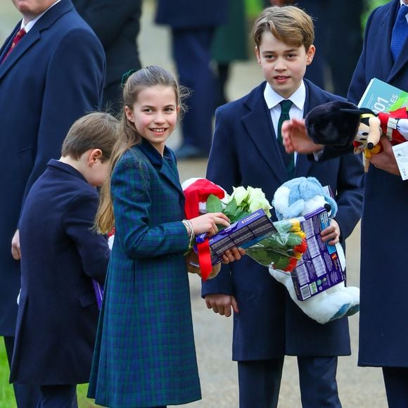 Prince Louis, Princesse Charlotte, Prince George - La famille royale britannique se rend à la messe de Noël à Sandringham le 25 décembre 2024.