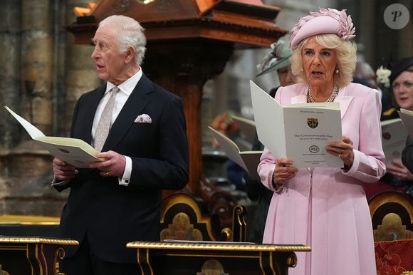 Le roi Charles III d'Angleterre et Camilla Parker Bowles, reine consort d'Angleterre - La famille royale d'Angleterre célèbre le 76ème Commonwealth Day à l'abbaye de Westminster à Londres le 10 mars 2025. ©Julien Burton / Bestimage