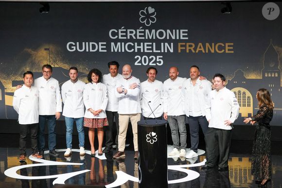 Remise des prix - 2 Etoiles - Maison Nouvelle - Philippe Etchebest - Bordeaux, Rozo - Diégo Delbecq & Camille Pailleau - Marcq - en - Barreuil ; Baumanière 1850 - Thomas Prod'homme - Courchevel ; L'Abysse Monte-Carlo - Yanick Alléno & Yasunari Okasaki -  Monaco ; Blanc - Shinichi Sato - Paris 16e ; L'Observatoire du Gabriel - Bertrand Noeureuil - Bordeaux ; Sushi Yoshinaga - Tomoyuki Yoshinaga - Paris 2e ; L' Auberge de Saint-Rémy -  Fanny Rey & Jonathan Wahid - Saint-Rémi-de-Provence ; Ekaitza - Guillaume Roger - Ciboure - Cérémonie du Guide Michelin France 2025 au Centre des Congrès Robert Shuman à Metz le 31 mars 2025. © Jean-Marc Lhomer/Bestimage