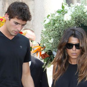 Yoann Gourcuff et sa compagne Karine Ferri - A Cannes, les sportifs rendent un dernier hommage à Tiburce Garou.