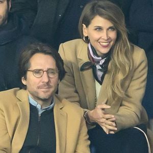 Ophelie Meunier et son mari Mathieu Vergne assistent au match de huitième de finale de l'UEFA Champions League entre le Paris Saint-Germain et le FC Bayern Munich au Parc des Princes le 14 février 2023 à Paris, France. Photo Laurent Zabulon/ABACAPRESS.COM