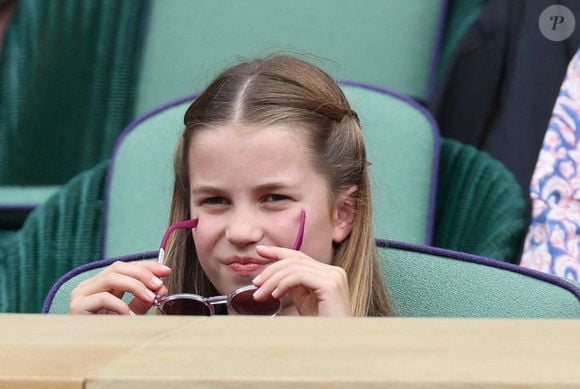 La princesse Charlotte dans la loge royale lors de la finale du simple messieurs le dernier jour des championnats de tennis de Wimbledon à Londres, le 14 juillet 2024.