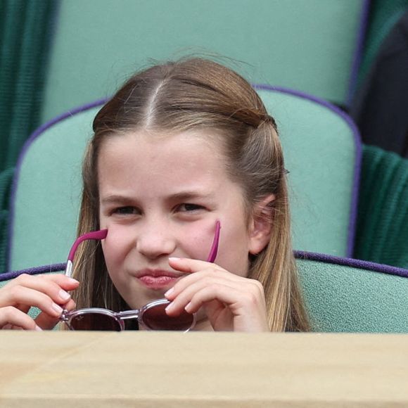 La princesse Charlotte dans la loge royale lors de la finale du simple messieurs le dernier jour des championnats de tennis de Wimbledon à Londres, le 14 juillet 2024.