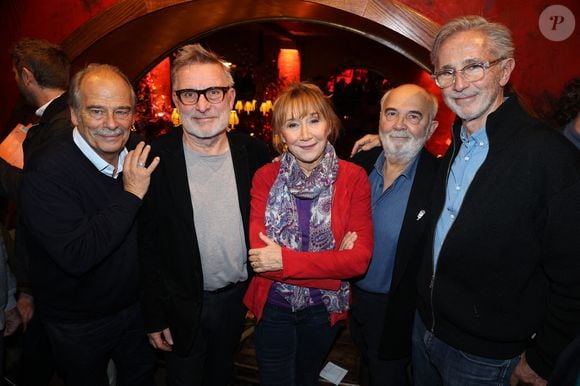 Exclusif - Jean-Pierre Lavoignat, Bruno Moynot, Gérard Jugnot, Marie-Anne Chazel et Thierry Lhermitte assistent au lancement du livre Le Splendid " Le Splendid par Le Splendid " organisé par Five Eyes Production au Buddha Bar à Paris, France, le 20 novembre 2024 à Paris, France. Photo by Jerome Dominé/ABACAPRESS.COM