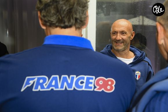 Fabien Barthez - À l’occasion du 20ème anniversaire de la victoire des Bleus en Coupe du monde, l’ex-entraîneur du Real Madrid inaugure un terrain pour les jeunes à côté du Stade de France le "playground ZZ 10", à Saint-Denis, Seine Saint-Denis, France, le 11 juin 2018. © Bestimage