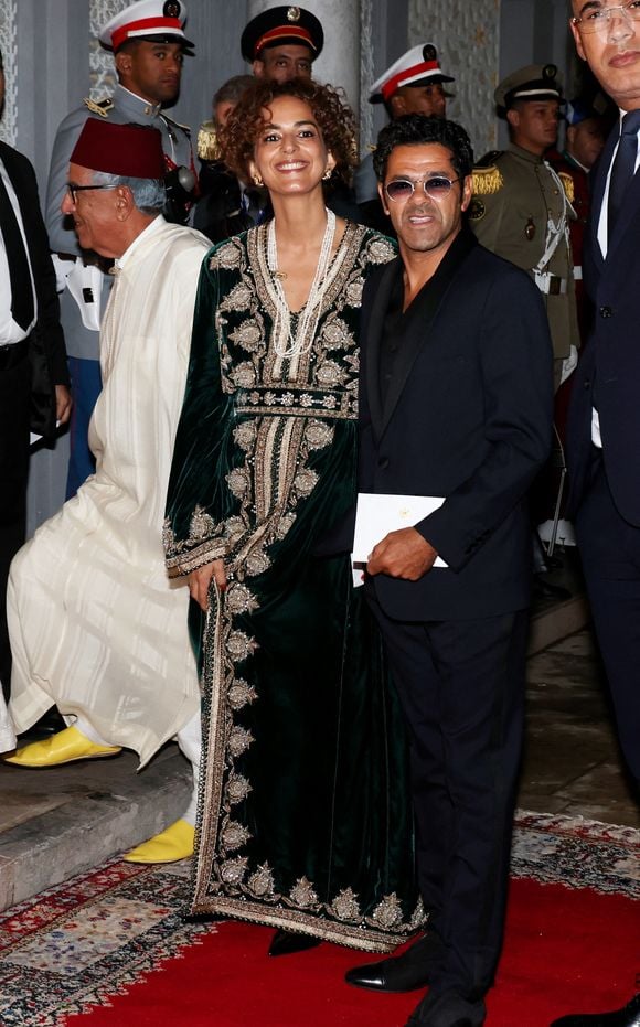 Leïla Slimani et Jamel Debbouze - Dîner d'Etat offert par sa Majesté le roi Mohammed VI du Maroc en l'honneur du Président de la République Emmanuel Macron et de la première dame Brigitte Macron au Palais Royal de Rabat au Maroc le 29 Octobre 2024. © Dominique Jacovides/Bestimage