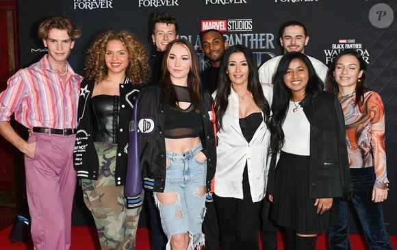Louis, Léa, Tiana, Stanislas, Karima Charni (Saison 4 de Star Academy), Chris, Anisha, Julien, Enola, de la Star Academy 2022 - Les élèves de la Star Academy 2022 sont de sortie pour assister à la première du film "Black Panther: Wakanda Forever" au Grand Rex à Paris  le 7 novembre 2022. © Coadic Guirec/Bestimage
