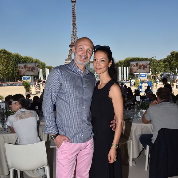 Exclusif - Frank Leboeuf et sa femme Chrislaure Nollet - People lors du Longines Paris Eiffel Jumping au Champ de Mars à Paris, le 6 juillet 2018. © Veeren/Borde/Bestimage
