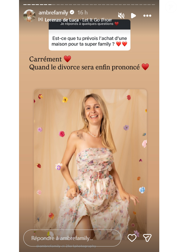 Par ailleurs, la mère de famille précise qu'elle a un grand projet : acheter une maison après le divorce.

Ambre Dol (Familles nombreuses) se livre sur son divorce avec Alexandre.