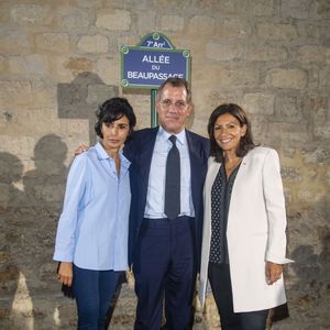 Exclusif - Rachida Dati, Laurent Dumas (président du groupe Emerige) et Anne Hidalgo - Inauguration de l'allée "Beaupassage" dans le 7ème arrondissement de Paris le 5 septembre 2018. Ce nouveau temple de la gastronomie est situé à la place de l’ancien couvent des Récollets. Ce "lieu de flânerie dédié au beau, au bon et au bien-être" accueille l’Allénothèque, la cave à vins de Y. Alléno, le Café P. Hermé, un salon gourmand géré par le virtuose de la pâtisserie, La Boulangerie de T.Marx et Daily Pic, la cantine à prix doux d’A.Sophie Pic, cheffe aux 7 étoiles. © Pierre Perusseau/Bestimage