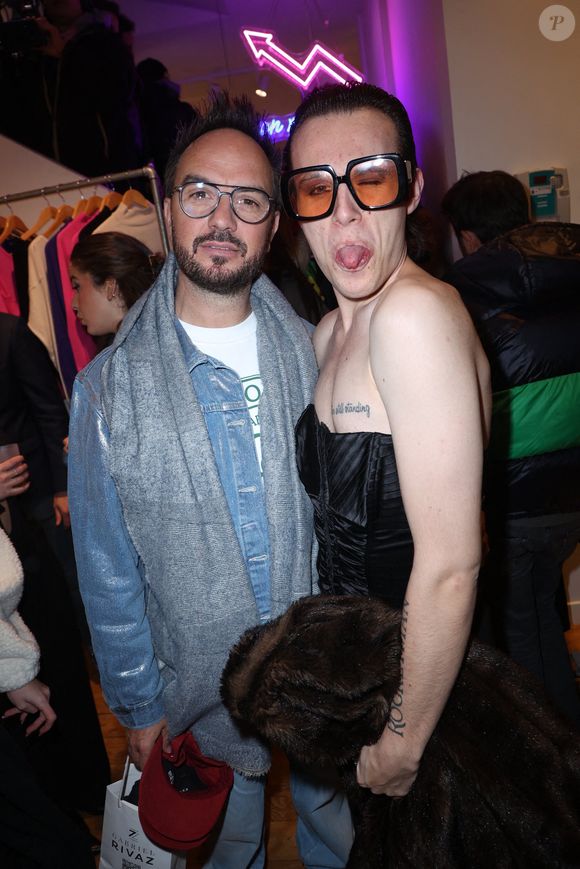 Jarry et Paul (Star Academy 12) au Pop Up Influence Party d'Aurélien Cassirame, le 2 février 2025 in Paris, France. Photo by Jerome Domine/ABACAPRESS.COM
