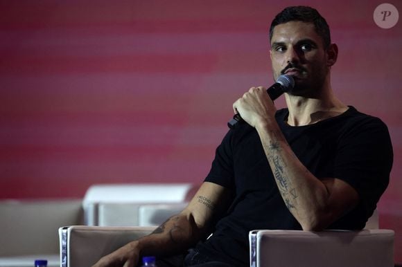 Florent Manaudou en conférence lors du 49ème Congrès Sélectour à l'hôtel Grand Hyatt à Doha au Qatar. Le 28 novembre 2024