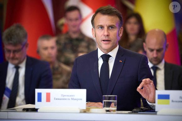 Déplacement d'Emmanuel Macron, Friedrich Merz, Keir Starmer, Donald Tusk et Voloydmyr Zelensky pour participer à la conférence de la Coalition des Volontaires à Kiev, le 10 mai 2025. Ukraine Presidency via Bestimage