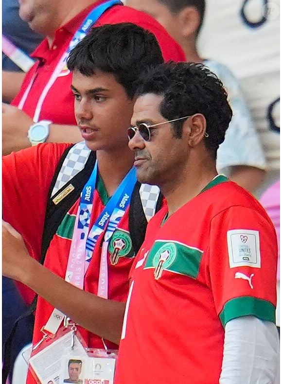 Jamel Debbouze et son fils Léon assistent à la demi-finale de football entre le Maroc et l'Espagne (1-2) lors des Jeux Olympiques de Paris2024 (JO) le 5 aout 2024.

Norbert Scanella / Panoramic / Bestimage