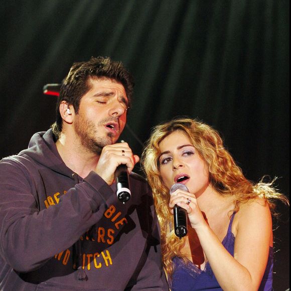 Archives - Julie Zenatti et Patrick Fiori à la soirée de lancement des chaînes 'M6 Music Rock' et 'M6 Music Black' à l'espace Wagram.