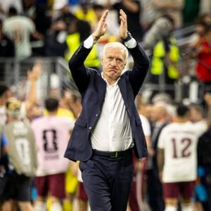 Didier Deschamps, Coach France Team lors de la demi-finale de la Coupe du Monde de la FIFA 2026 au Mercedes-Benz Stadium d'Atlanta, en Géorgie (États-Unis), le 14 juillet 2026. - Match de demi-finale "France - Espagne (2-0)" lors de la Coupe du Monde FIFA 2026 (FIFA World Cup 2026), le 14 juillet 2026. Elyxandro Cegarra / PsnewZ / Bestimage