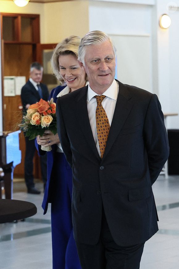 La Reine Mathilde de Belgique et le Roi Philippe - Filip de Belgique arrivent en visite royale à la Belgischer Rundfunk (Société belge de radiodiffusion - BRF) à Eupen à l'occasion de son 80e anniversaire, le mardi 30 septembre 2025. Photo by ABACAPRESS.COM