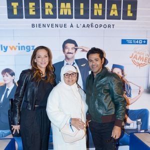 Exclusif - Jamel Debbouze avec sa femme Mélissa Theuriau et sa mère Fatima Debbouze - After party de l'avant-première de la série "Terminal" à l'hôtel des Italiens (ancien siège du Crédit Lyonnais) à Paris le 8 avril 2024. © Rachid Bellak/Bestimage