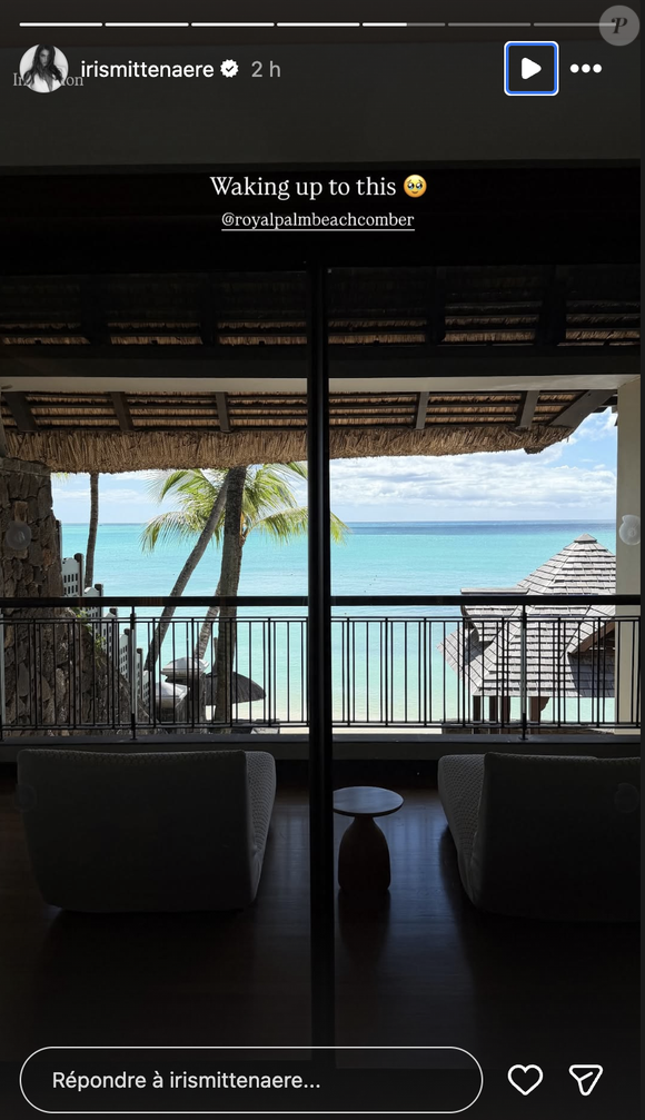 Un établissement 5 étoiles. 

Iris Mittenaere a partagé des images de la villa dans laquelle elle loge à l'île Maurice au Royal Palm Beach Comber, vendredi 20 mars 2026 via Instagram @irismittenaere