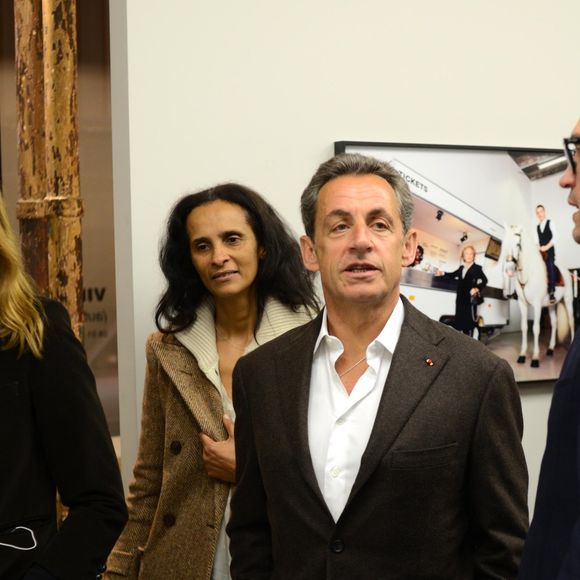 Exclusif - Vincent Pérez, Carla Bruni et Nicolas Sarkozy. - Vernissage de l'exposition photo de Vincent Pérez à Paris à la Galérie Cinéma rue Saint Claude. Paris, le 08 Janvier 2015.
